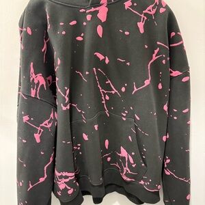 Fashion Nova Black and Pink Splatter Hoodie